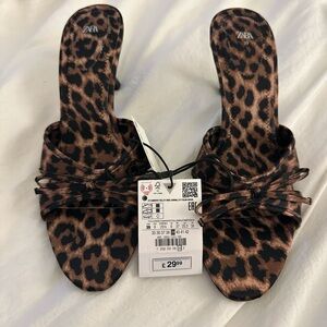 Zara animal print leopard sandal heels